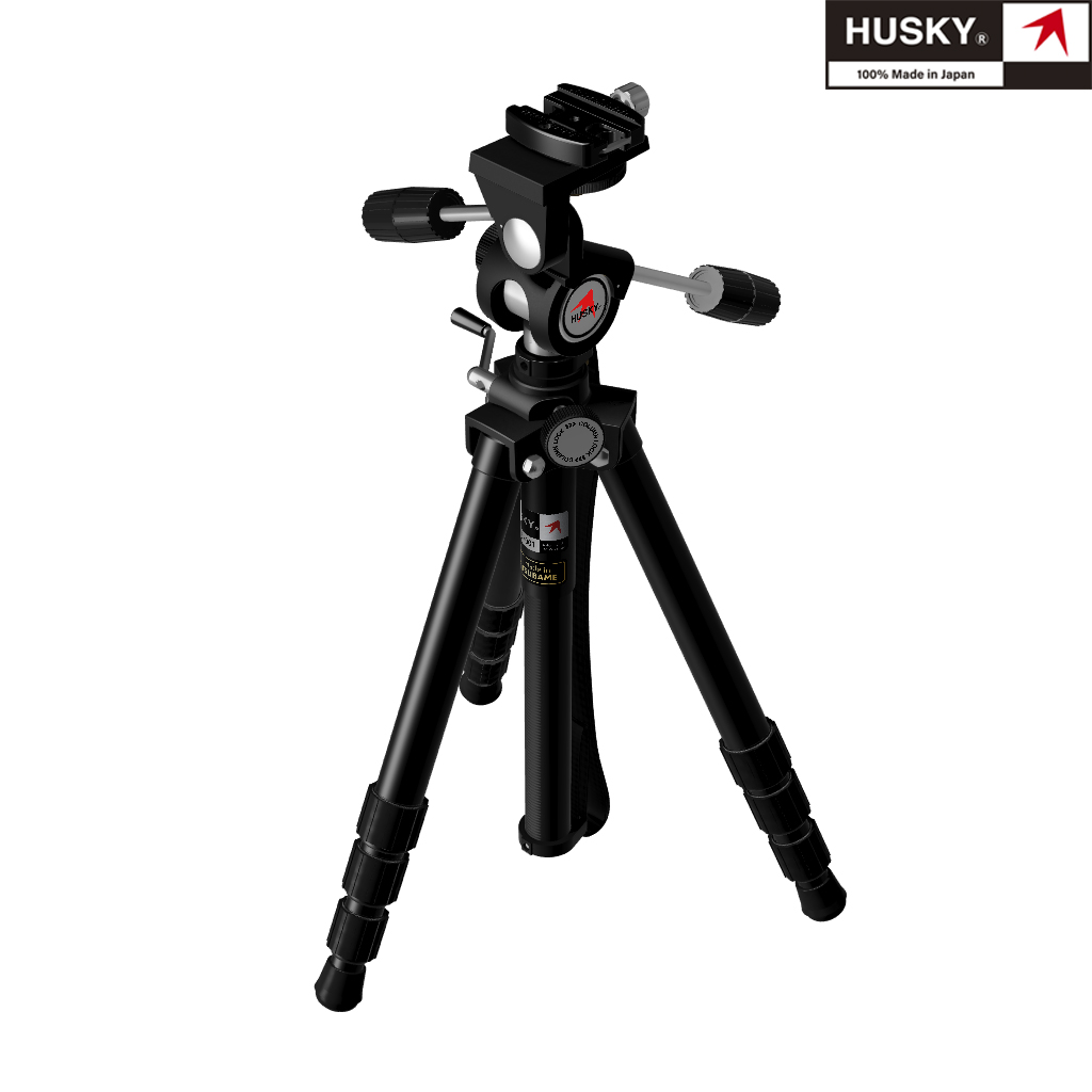 【HUSKY】ハスキー  ヘッド一体型三脚ショート4段 KIRK Model
